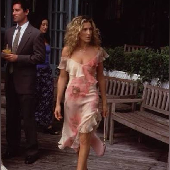 Vintage Y2K 100% Silk Paisley Print Dress with Ruffles - Midi Dress - Size 16 - Picture 6 of 6